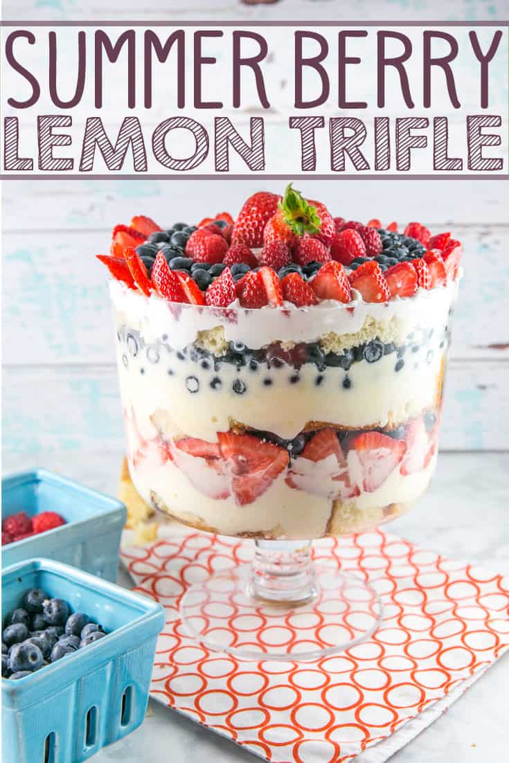 Summer Berry Trifle: Let berries shine in this easy, make ahead dessert perfect for summer entertaining. Homemade vanilla cake and lemon custard make it even better than store bought! 