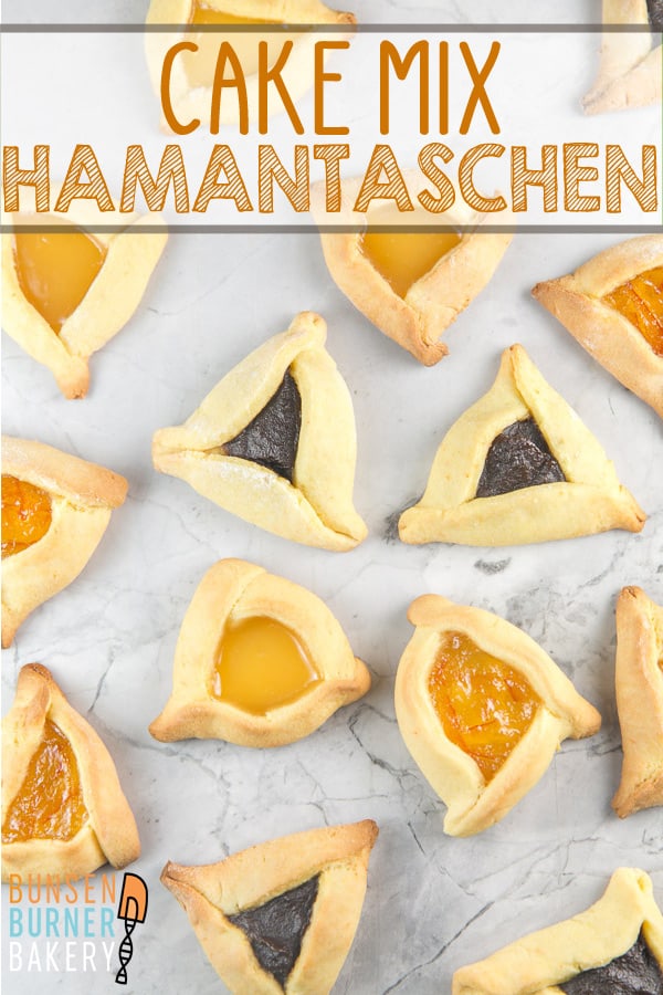 Cake Mix Hamantaschen: Want to make hamantaschen for Purim but looking for a shortcut? This dough tastes like the real deal, but only takes 3 minutes to mix together! 
