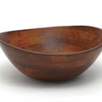 Cherry Finished Wavy Rim Serving Bowl