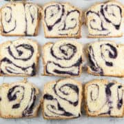 Blueberry Babka with Almond Streusel: homemade blueberry jam swirled in a rich babka dough, topped with crunchy almond streusel.  With step-by-step photos and instructions, this blueberry babka recipe is easy enough for even new bakers! #bunsenburnerbakery #babka #bread #blueberrybread