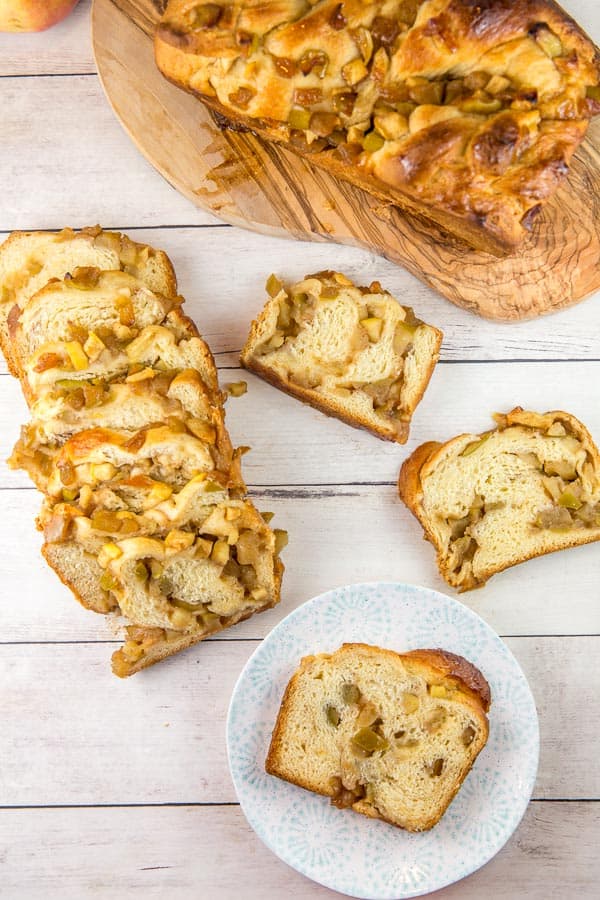 slices of honey apple babka