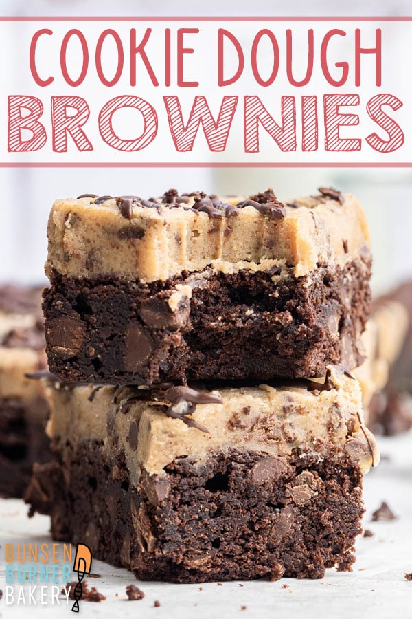 Bake up a batch of these easy homemade chocolate chip Cookie Dough Brownies! With made-from-scratch brownies and safe-to-eat cookie dough, this recipe is seriously delicious - so make a 9x13 batch to share!