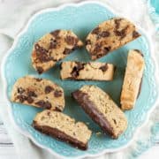 Passover Mandelbrot: This easy mandelbrot recipe is a family tradition! Filled with chocolate chips, nuts, or dried fruit, these cookies are crispy on the outside, soft inside, and Passover friendly! #bunsenburnerbakery #mandelbrot #cookies #passover