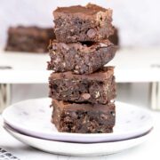 stack of brownies made with zucchini