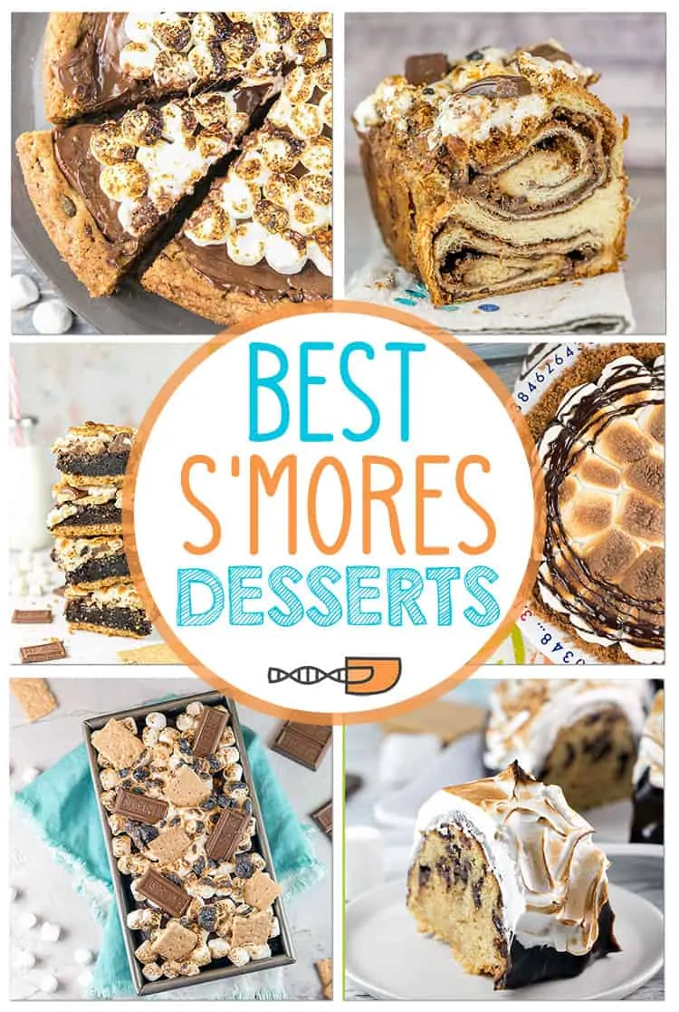 Best S'mores Desserts: A collection of the easy s'mores dessert recipes you can make at home in the oven! Cookies, cake, pie, brownies, bars - lots of ideas for s'mores desserts! #bunsenburnerbakery #smores #smoresdesserts