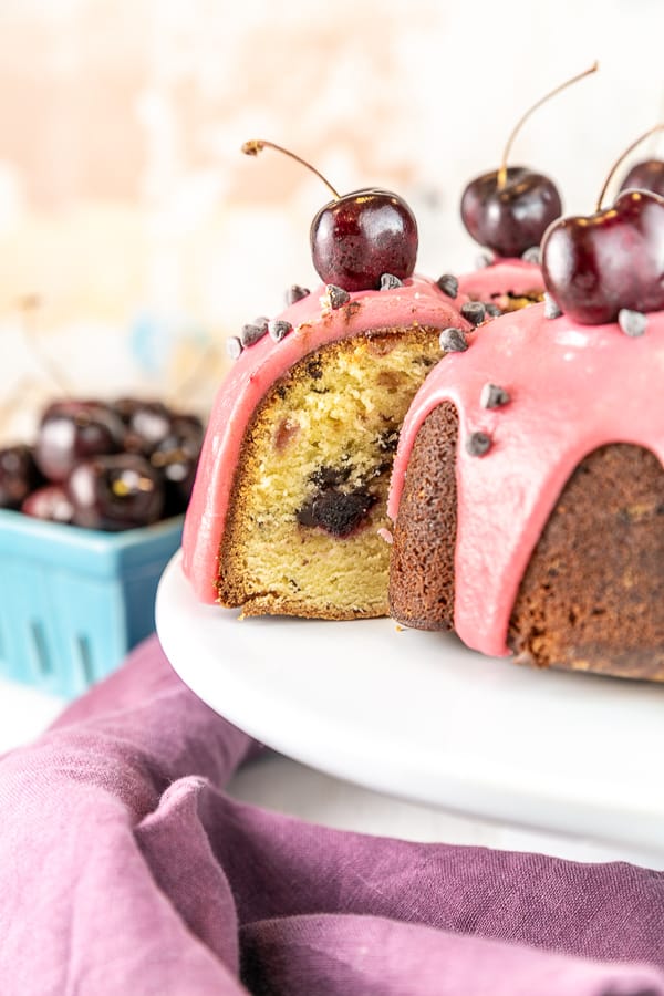 one slice of pound cake cut out from the rest of the cake