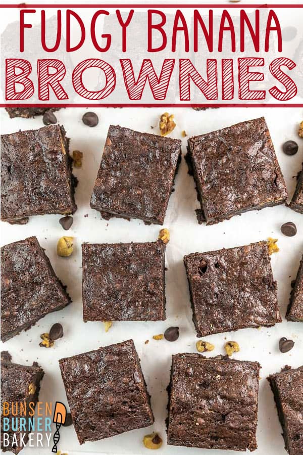 Fudgy Banana Brownies: Add bananas to your homemade brownies for an easy, super moist, extra fudgy brownie! Top with caramel sauce, chocolate chips, walnuts, and a cherry for the best banana split brownies!