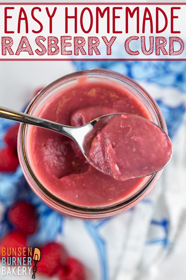 Homemade Raspberry Curd: Easy six ingredient, 15 minute homemade raspberry curd, perfect for filling cakes, tarts, spreading on scones or muffins, or eating with a spoon!