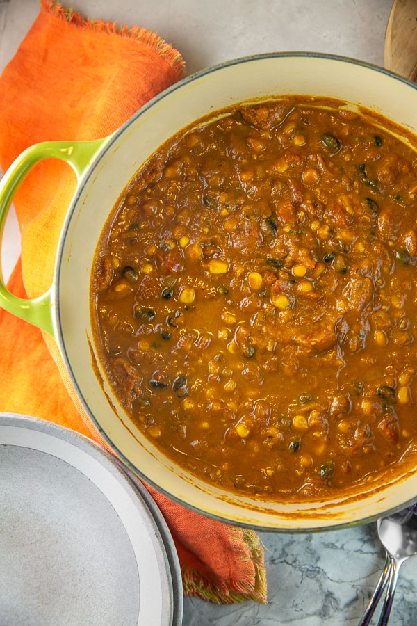 pumpkin soup in a large dutch oven.