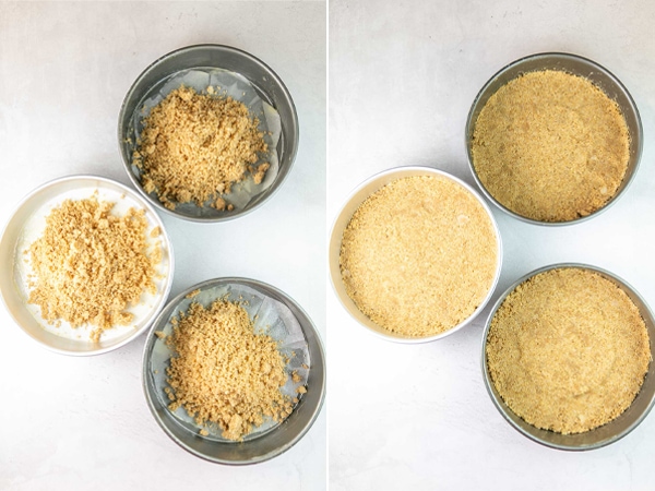 pictures showing how to make a graham cracker cake crust