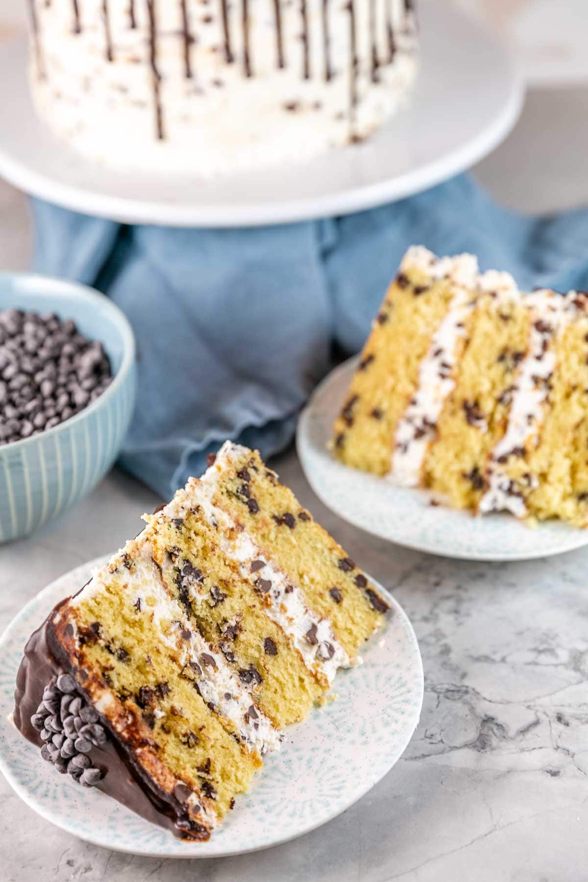 two slices of cake on small dessert plates