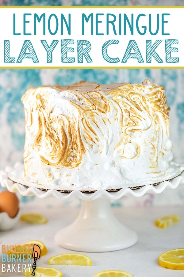 Lemon Meringue Cake: Three layers of lemon cake and lemon curd filling, surrounded by light and airy meringue -- this stunning cake is perfect for birthdays and celebrations!
