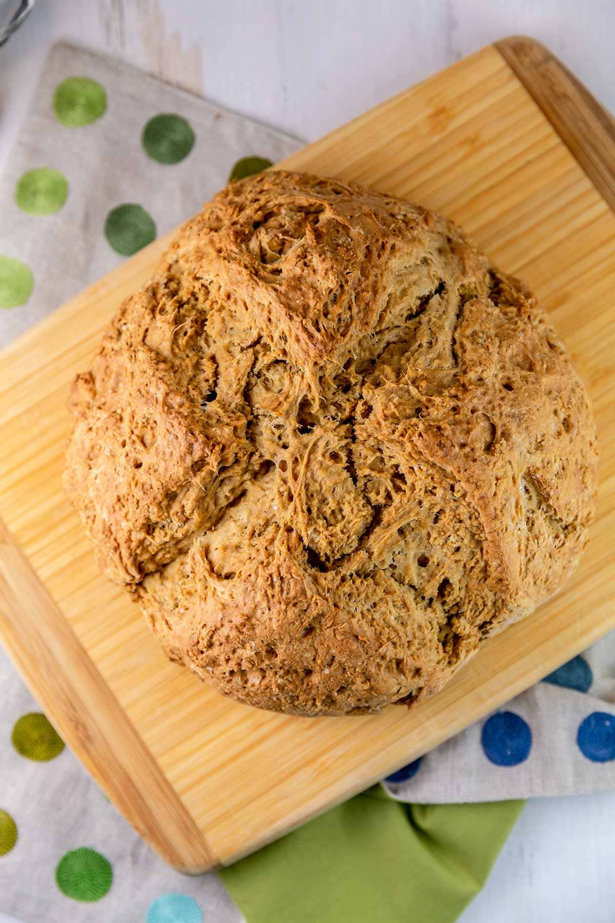 freshly baked irish soda bread before slicing