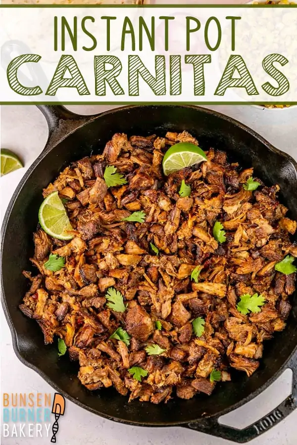 Instant Pot Carnitas: These easy carnitas taste like they cooked all day - but are ready in only an hour! Full of flavor, carnitas are the perfect filling for tacos, burritos, enchiladas, or nachos - and gluten free, Whole30, and keto!