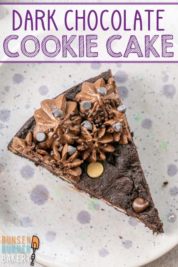 Made in one bowl with no need to chill the dough, this Dark Chocolate Cookie Cake is quick, easy, and perfect for all occasions! Thicky, fudgy, and filled with chocolate chips -- and don't forget the fudgy whipped ganache frosting to take it to a whole other level!