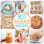 photo collage of rhubarb containing recipes