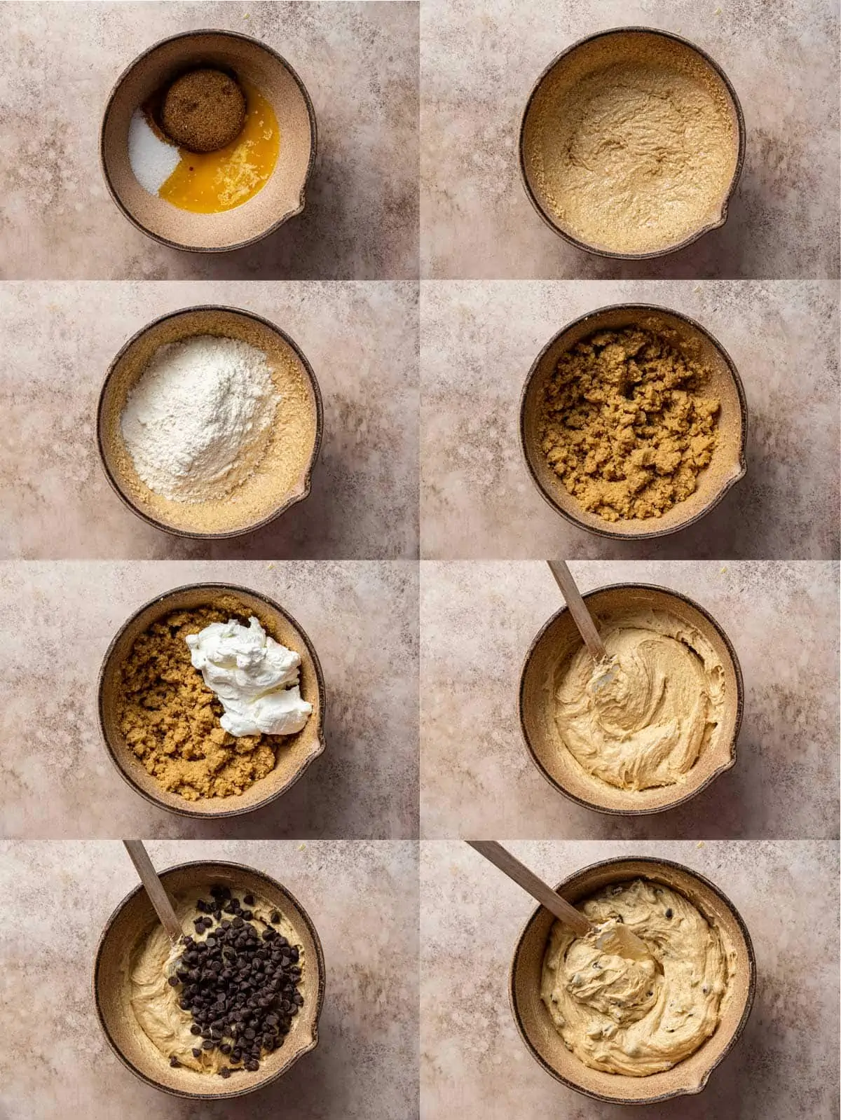 step by step instructions showing how to combine ingredients to make the dip