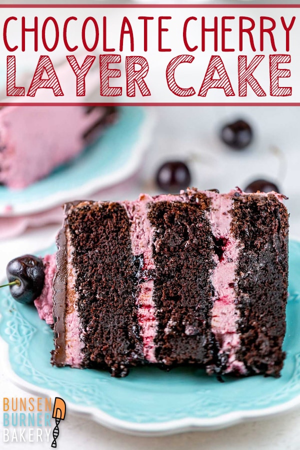 Whether you use fresh or frozen cherries, this three-layer Chocolate Cherry Cake is packed full of delicious cherry flavor! The very best moist chocolate cake, a homemade cherry filling, fresh cherry buttercream, and a drizzle of ganache make a cake worthy of any celebration!