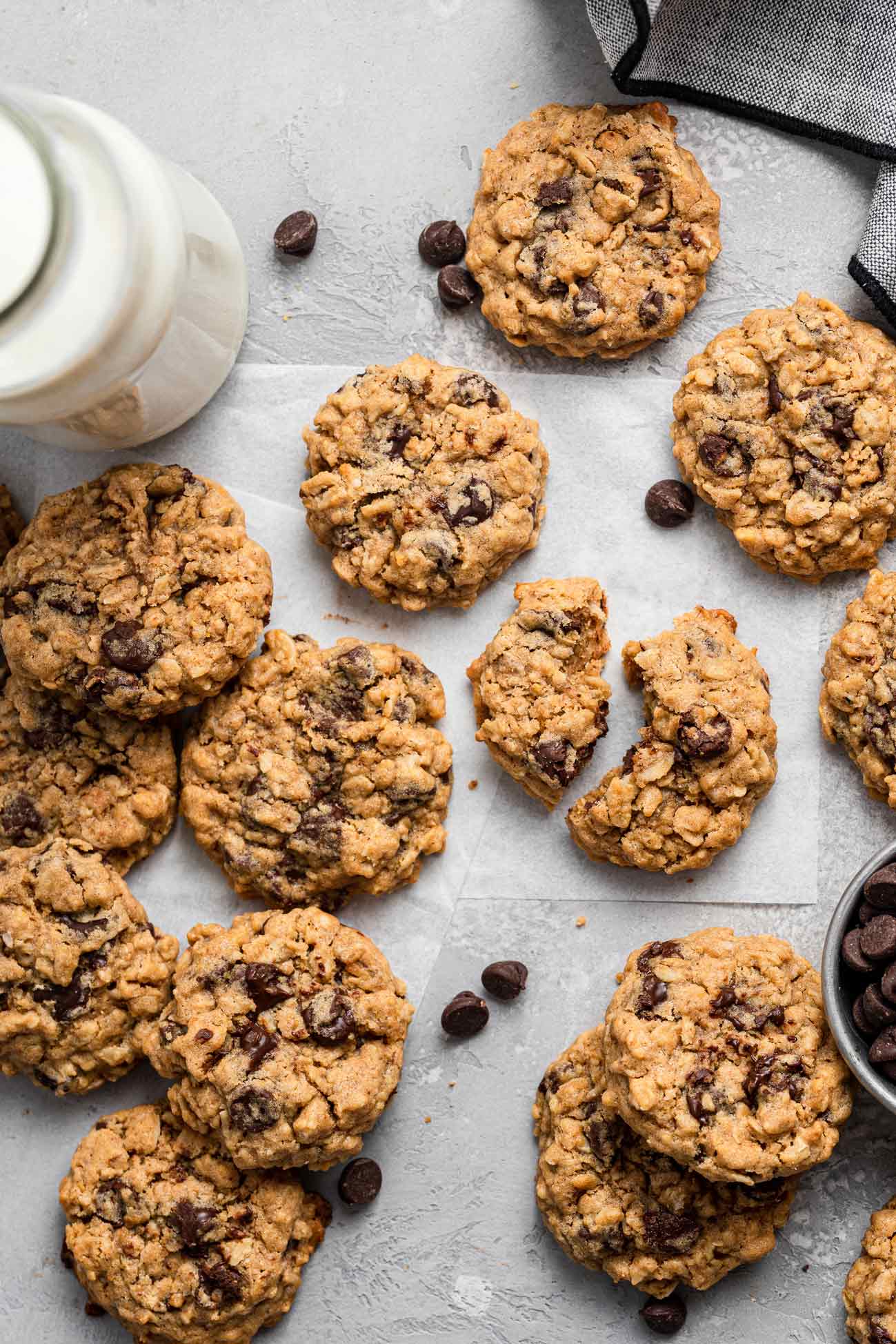 lactation cookies filled with oats on parchment paper