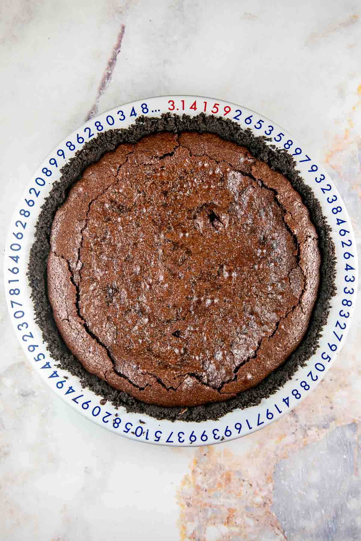brownie baked in a pie plate