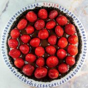 fresh strawberries set in chocolate ganache
