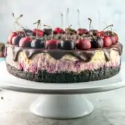 cheesecake with chocolate and cherries