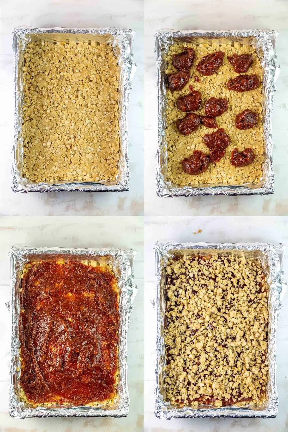 Assembly steps of the fig bars.