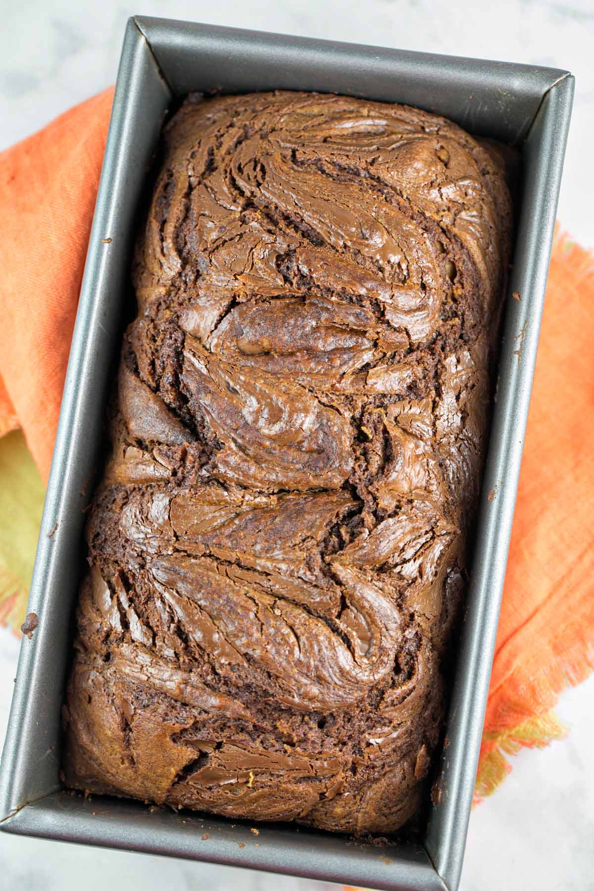 baked quick bread in a loaf pan.