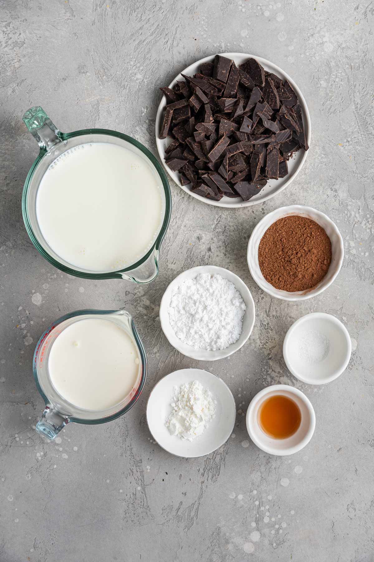 overhead view of ingredients necessary for the best hot chocolate
