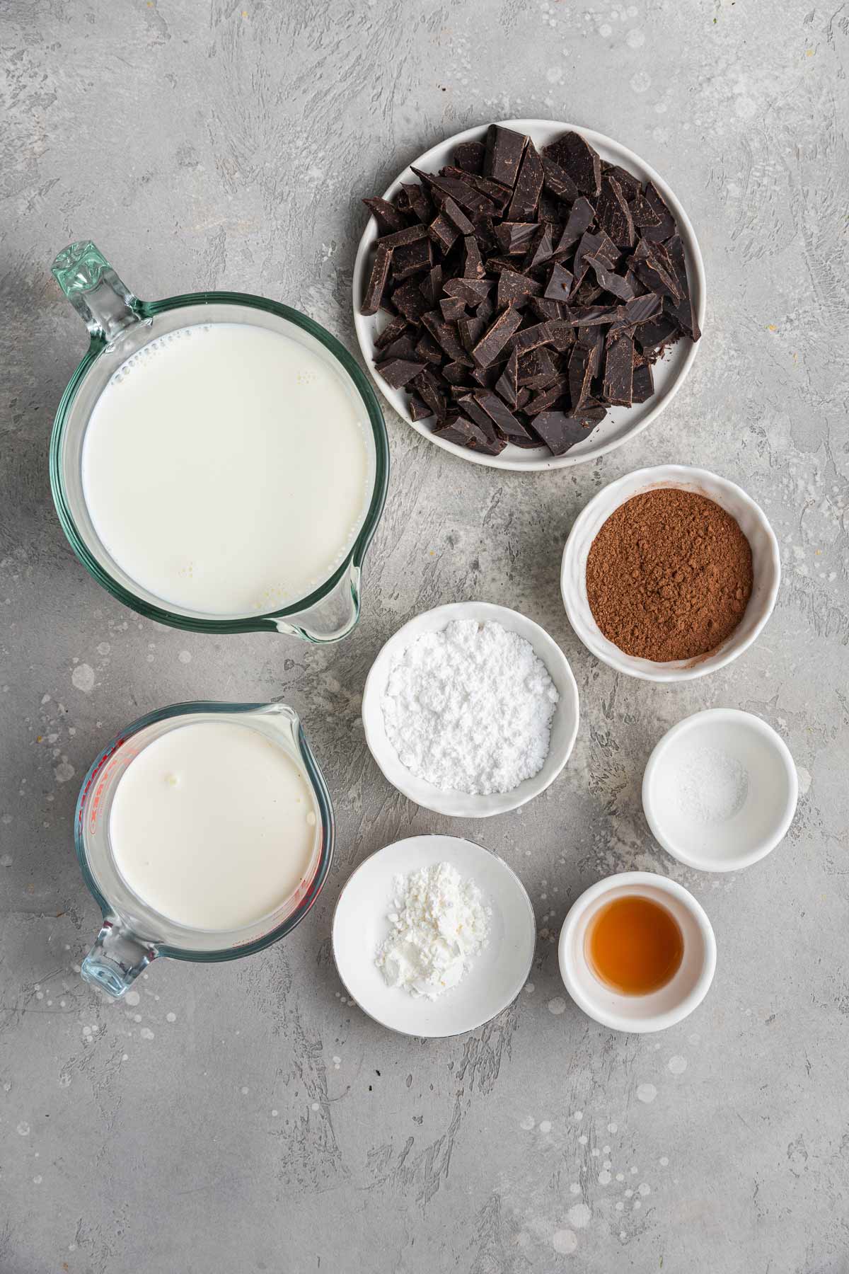 overhead view of ingredients necessary for the best hot chocolate.