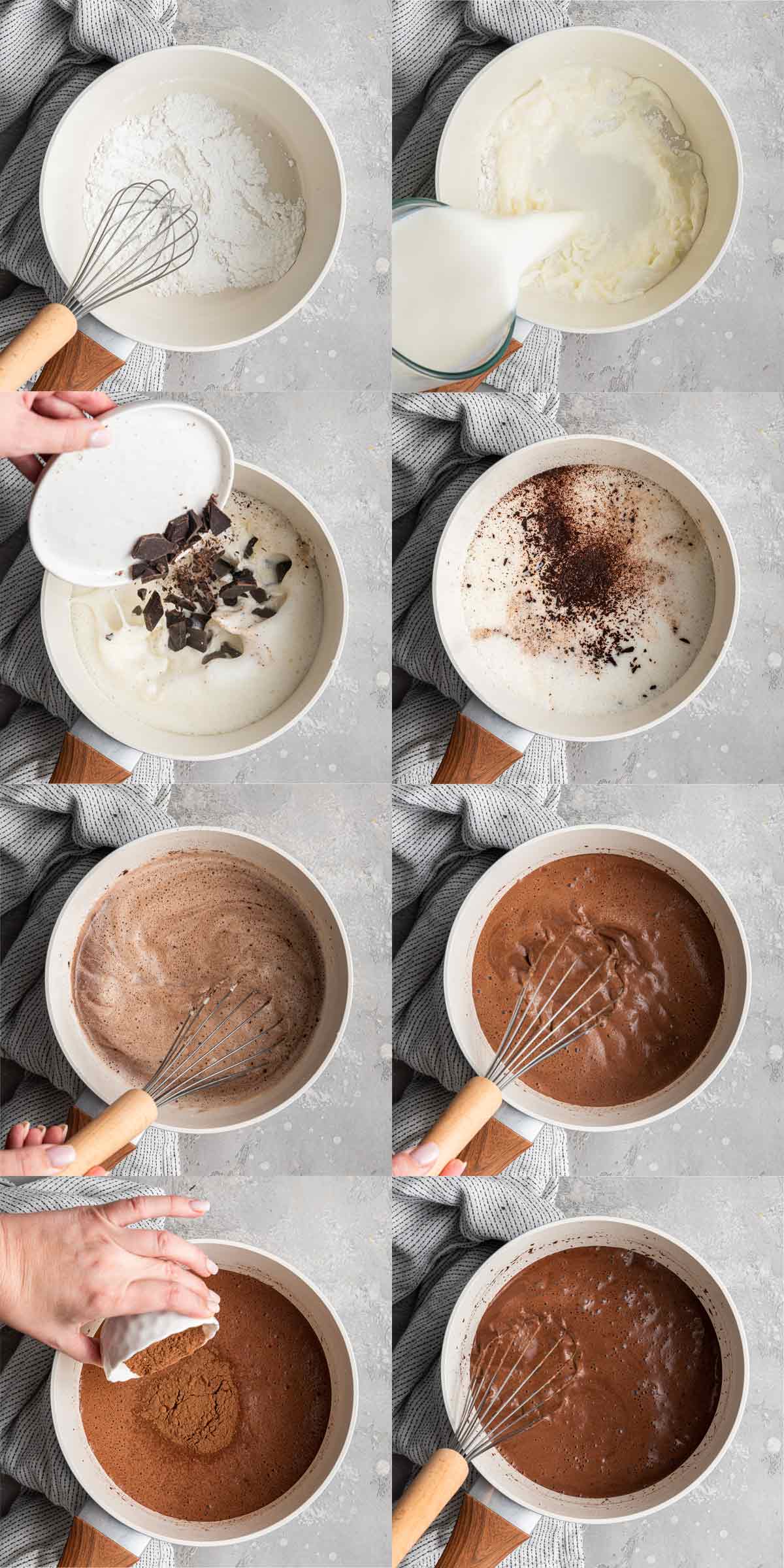 step by step photos of how to make hot chocolate from scratch.