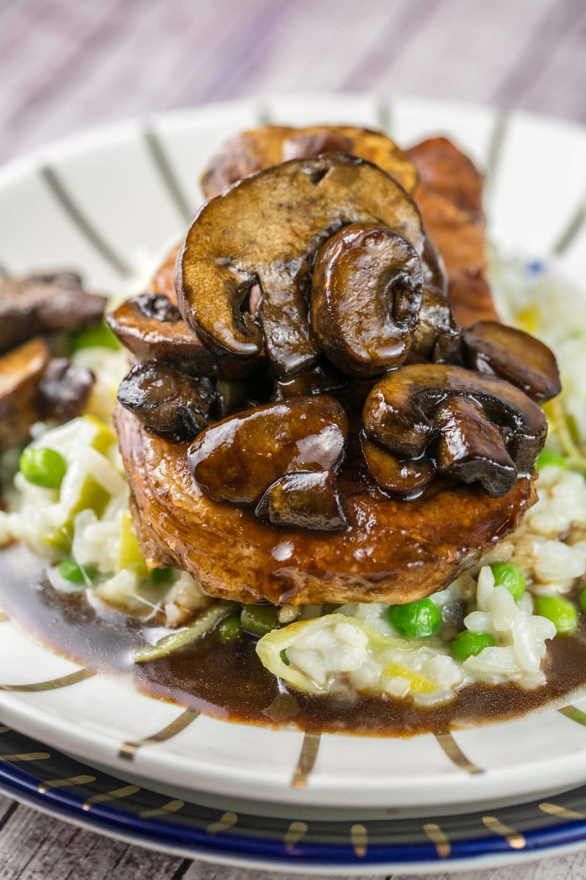 sliced mushrooms covered in a balsamic glaze