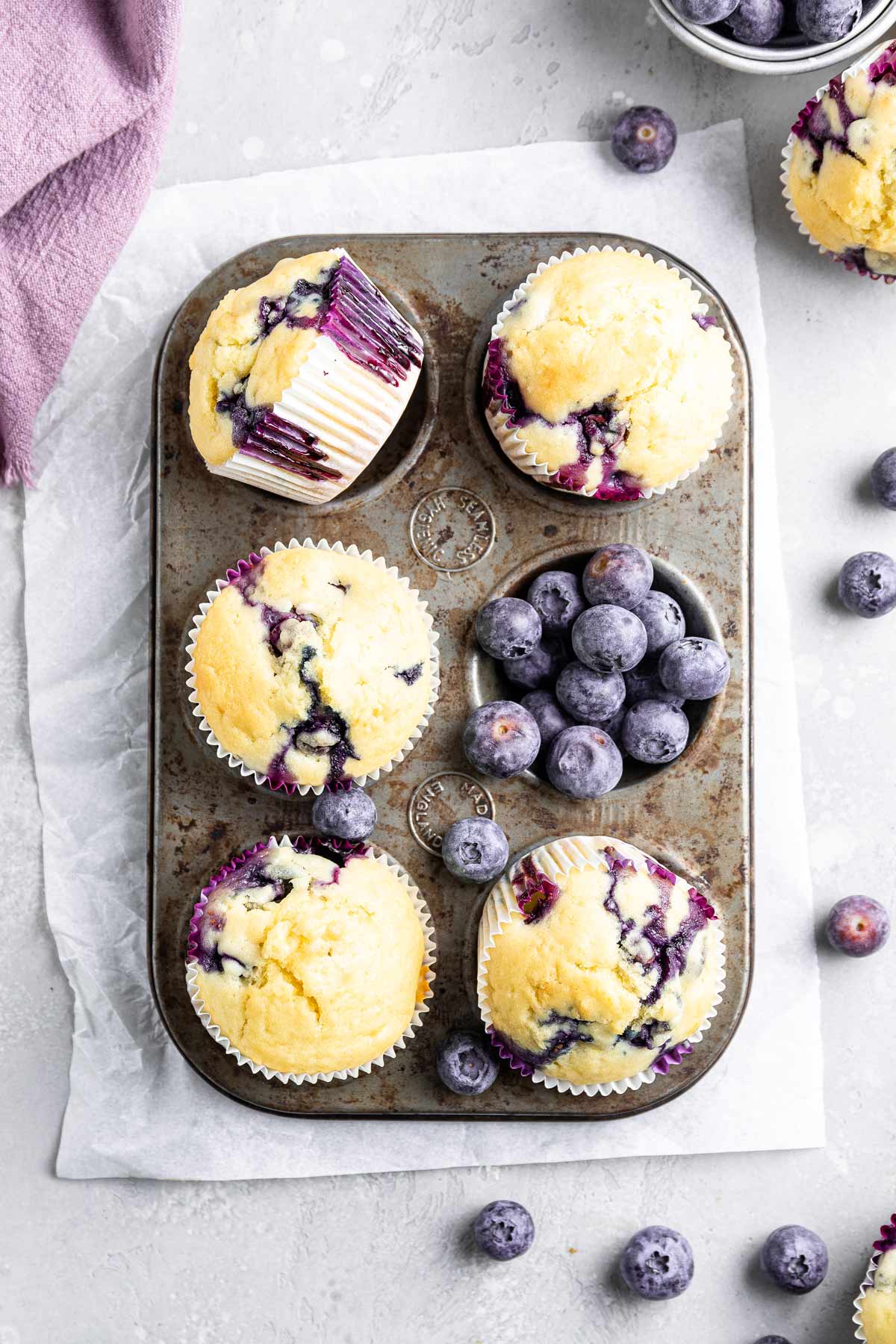 freshly baked muffins in the muffin tin