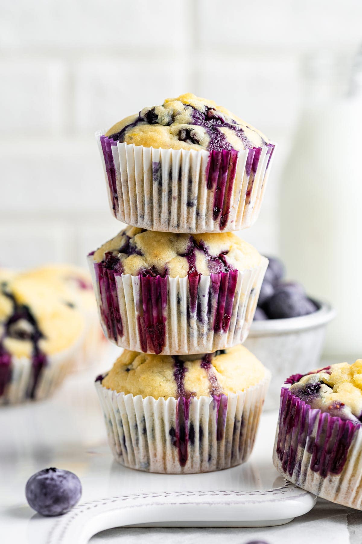 three muffins stacked on top of each other
