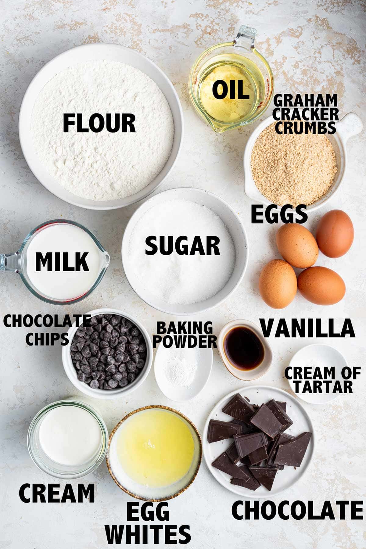picture of all the ingredients used to make s'mores bundt cake