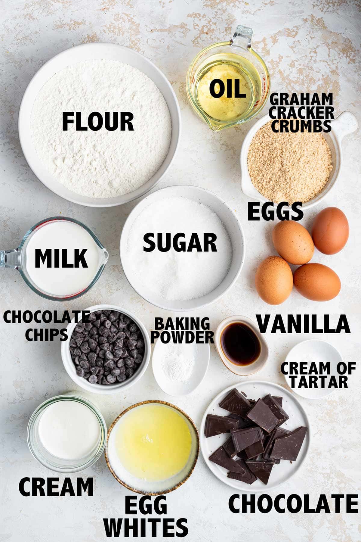 picture of all the ingredients used to make s'mores bundt cake