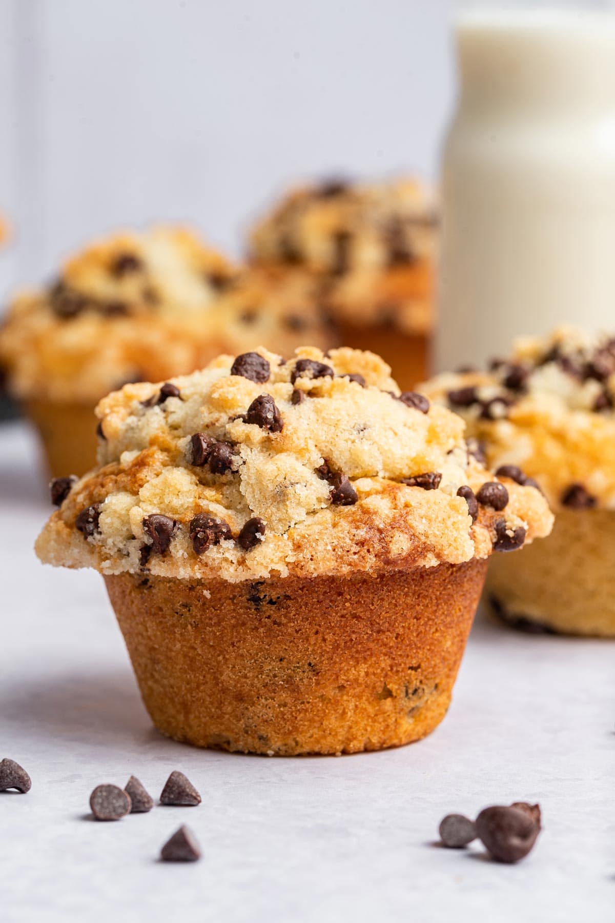 jumbo bakery-style muffin covered with chocolate chip streusel.