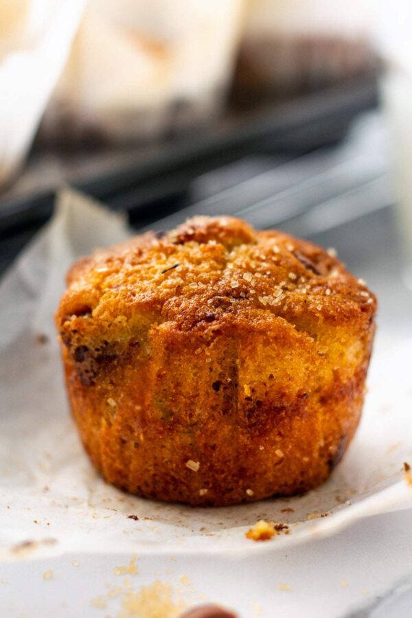 muffin with a flat top that did not rise fully.