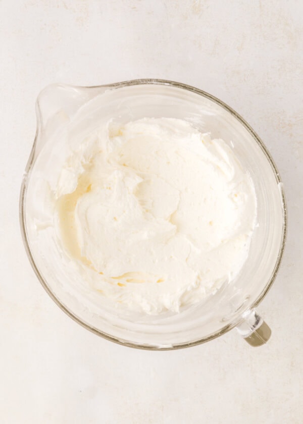 lemon buttercream frosting in a mixing bowl.