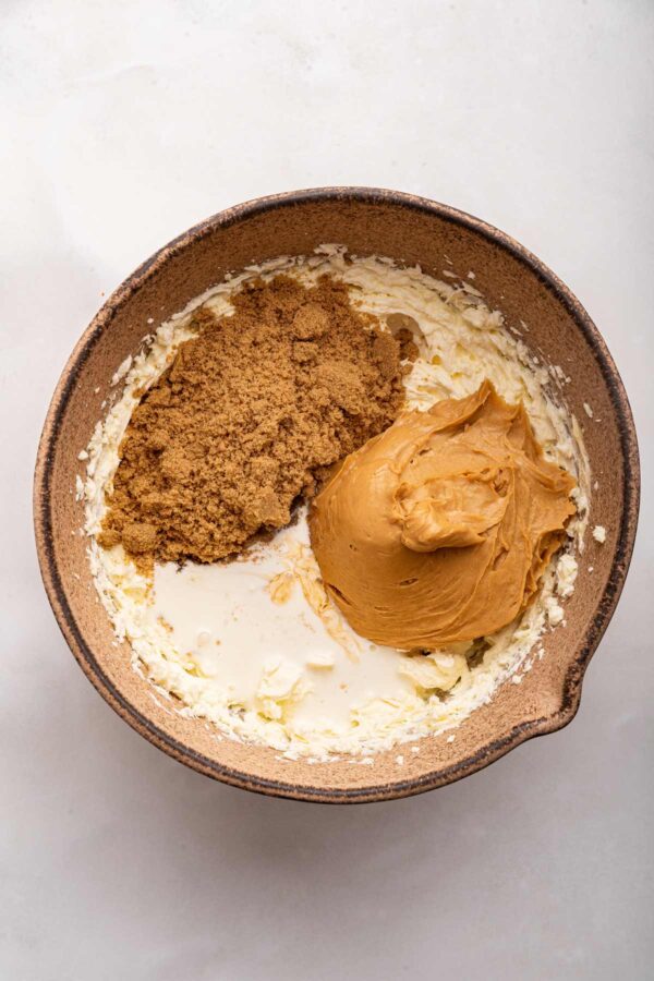 brown sugar and peanut butter in a mixing bowl.