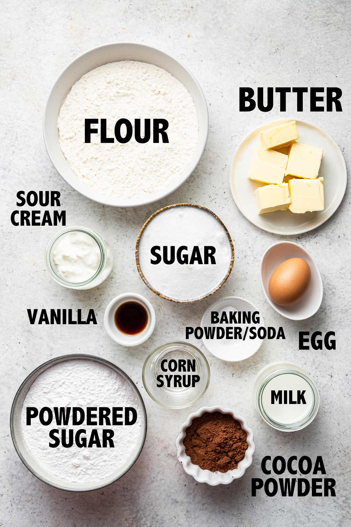overhead photo of ingredients used to make black and white photos.