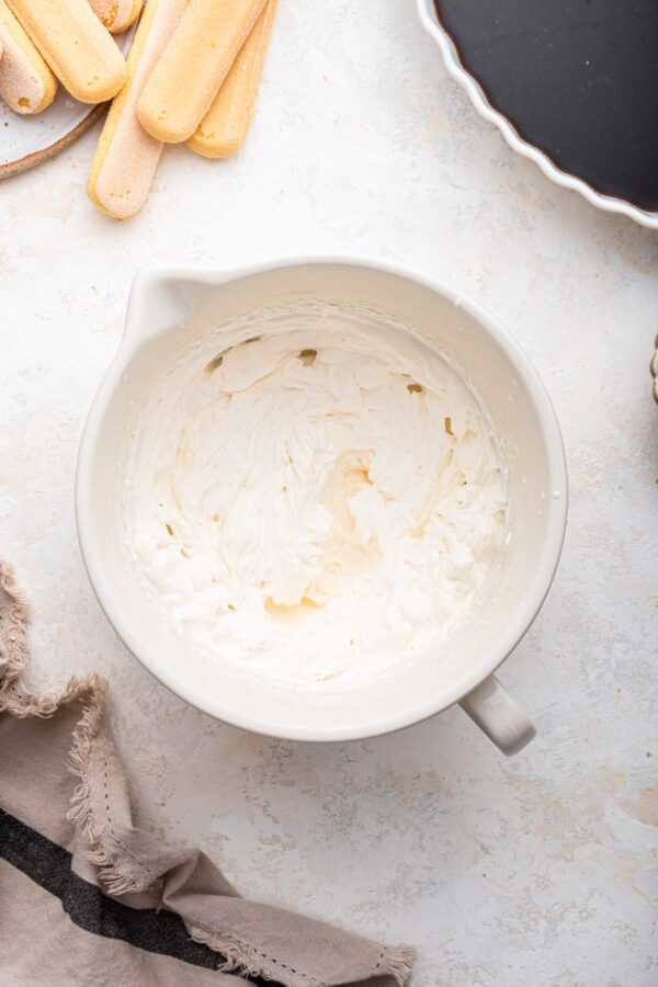 homemade whipped cream whipped to medium-stiff peaks.