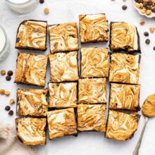 brownies covered with toasted marshmallow fluff and peanut butter.