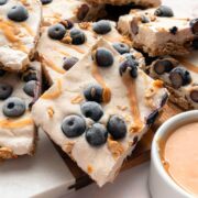 blueberry peanut butter frozen yogurt bars with a granola crust.