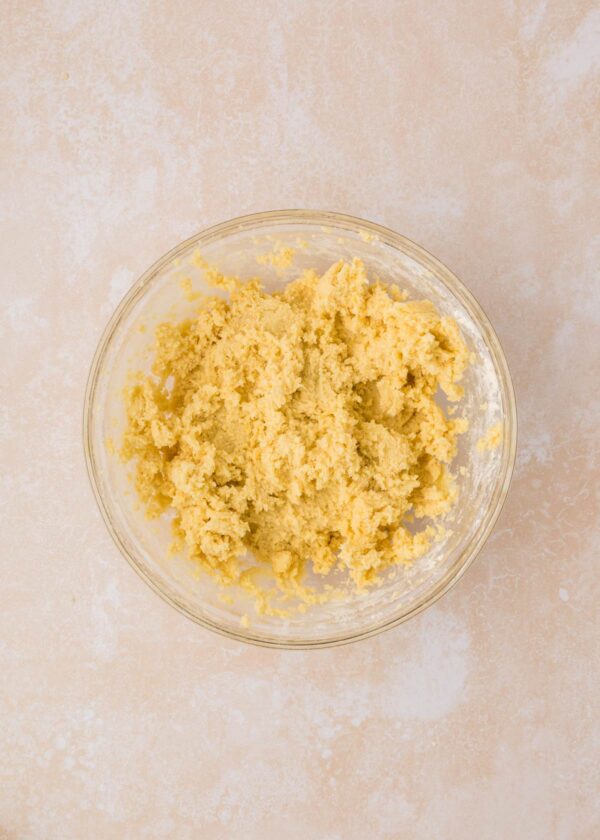 lemon cookie dough in a mixing bowl.