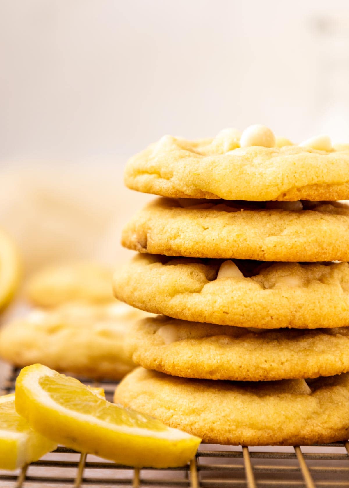 stack of cookies on a cooling rack.