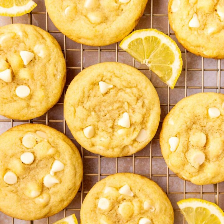 rich lemon cookies filled with white chocolate chips.