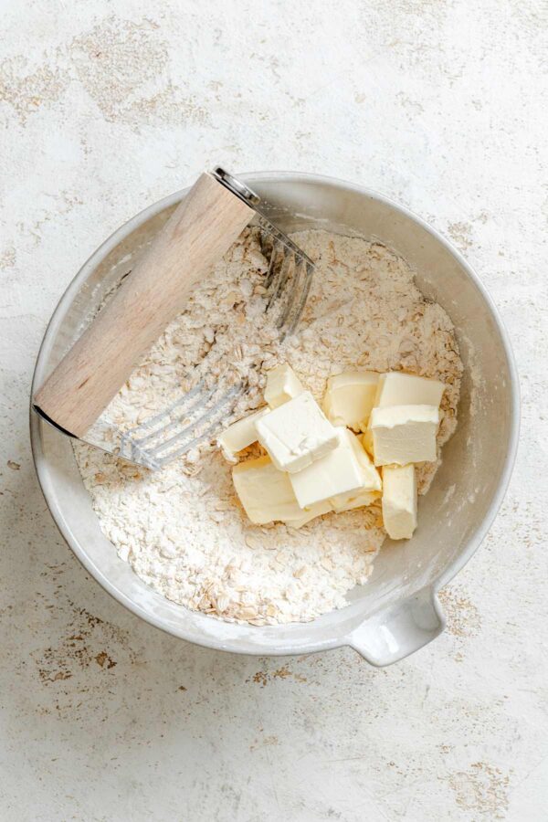 cubes of cold butter in a flour mixture.