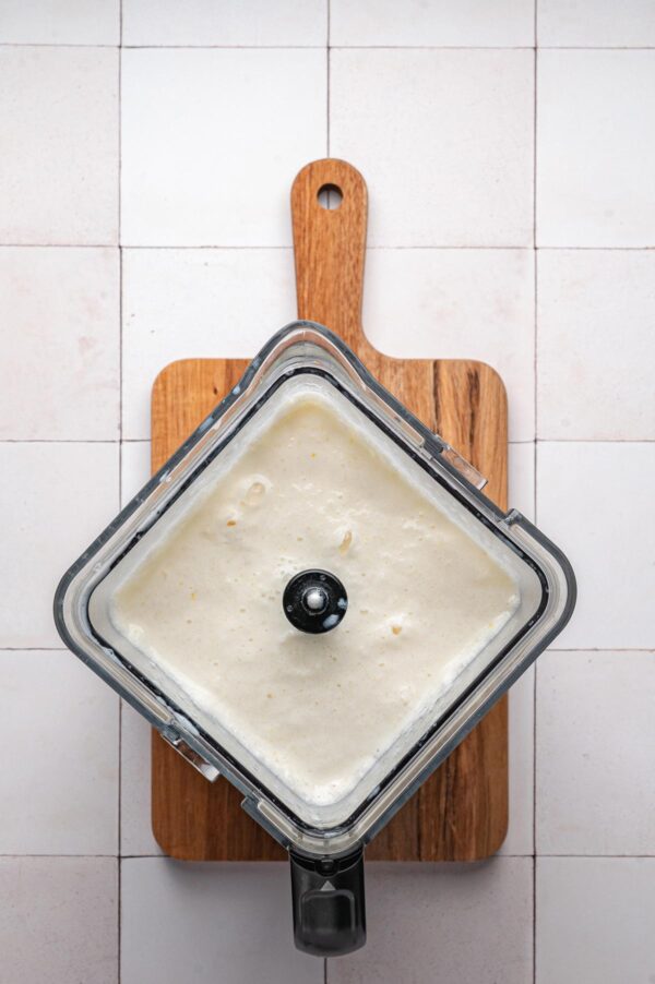 creamy frozen lemonade in a blender.
