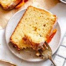 slice of candied grapefruit bread on a dessert plate.